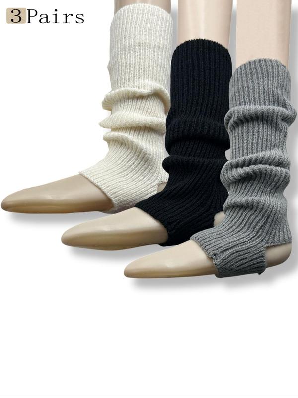 Women's Solid Stirrup Leg Warmers, Casual Cozy Warm Socks for Fall & Winter, Women's Socks for Daily Wear