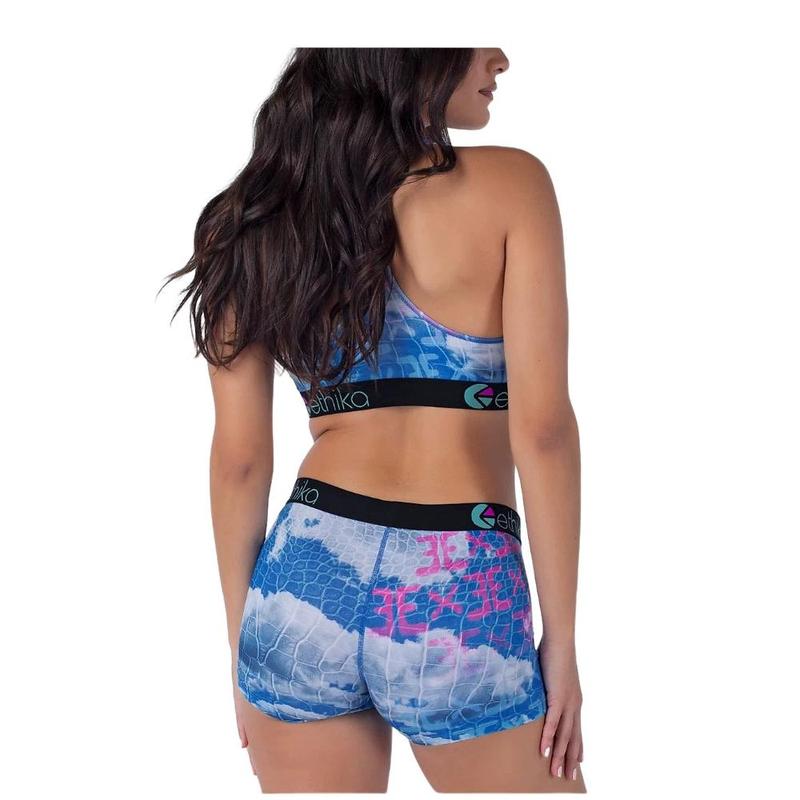 Print Beauty Back Exercise Underwear Bra Set Women's Vest-Style Push up without Steel Ring Sexy Boxer Briefs