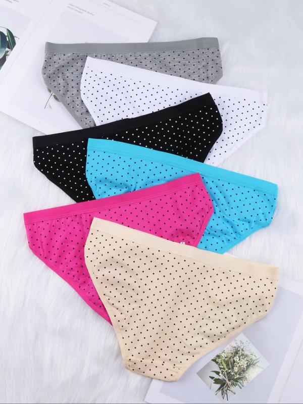 Women's Polka Dot Print Bow Decor Knicker, Korean Wear, Soft Comfy Breathable Panty for Daily Wear, Women's Underwear Bottoms for All Seasons, Panties for Women, Korean Streetwear