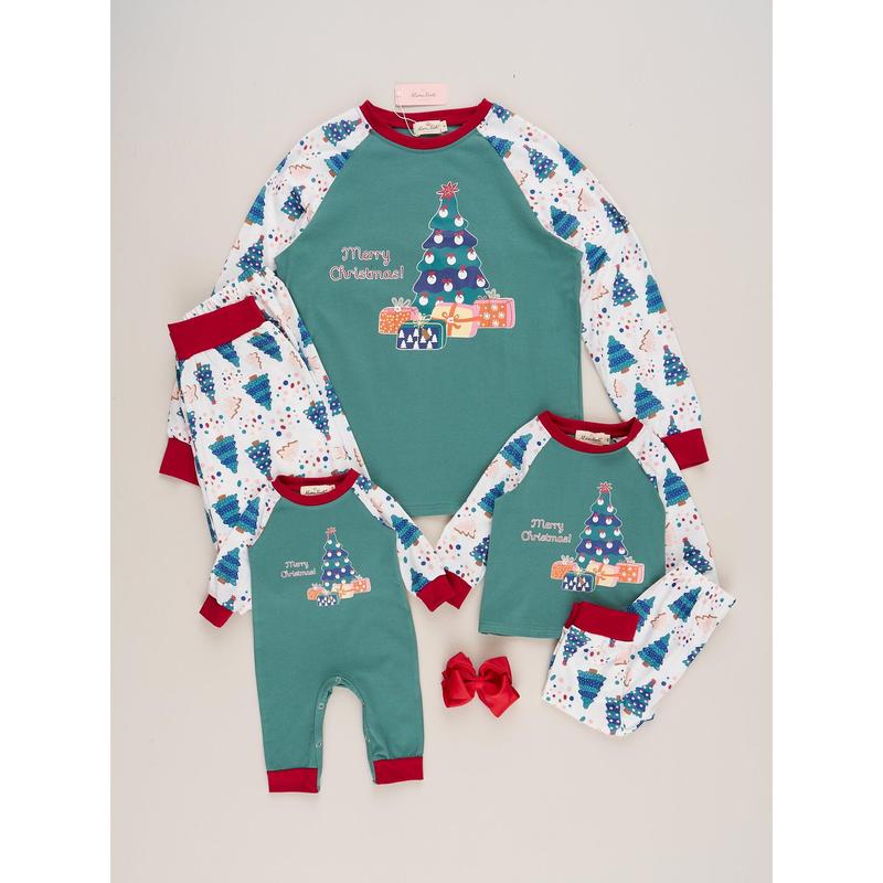 Green Christmas Tree Raglan Family Pajamas