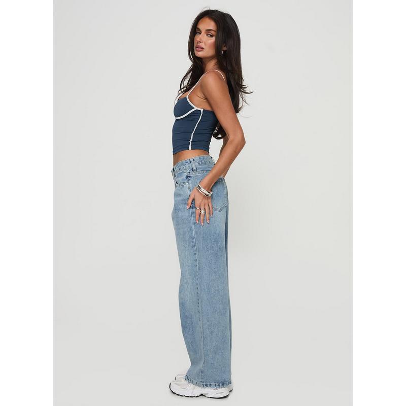 Serenitia Mid Rise Relaxed Jeans Light Wash