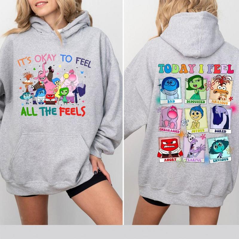 Inside Out It's Okay To Feel All The Feels Hoodie 2-Sides, Inside Out  T-Shirt Sweatshirt, Mental Health Matter Shirt, Emotional Support Shirt, Feelings Shirt, Gift For Teacher