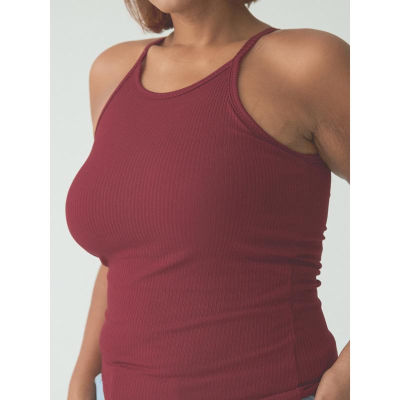 Ribbed High Neck Brami - Womenswear Top