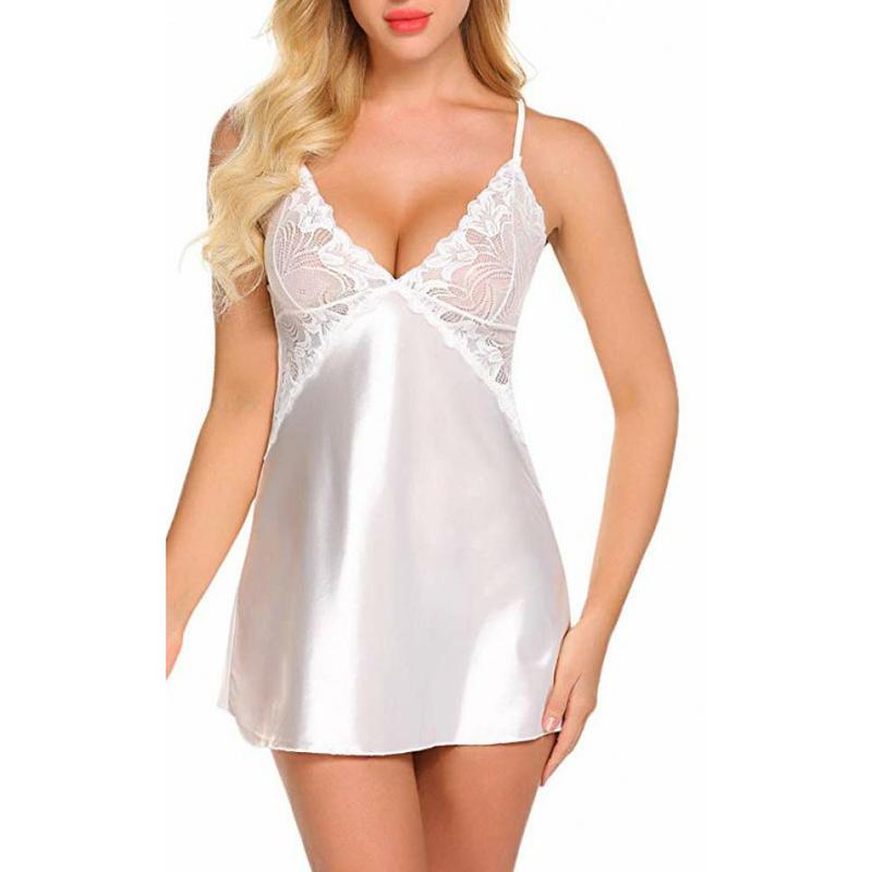 Sexy Lingerie Sexy Imitation Ice Silk Back Cross Slip Nightdress Sexy Suit Fabric Women