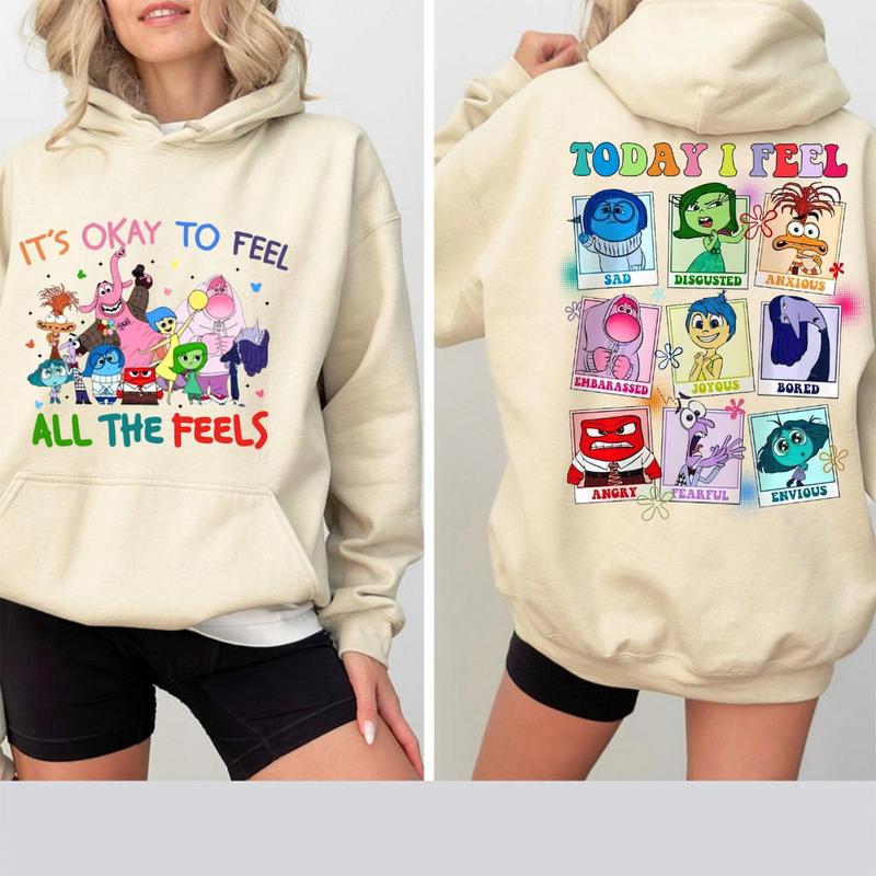 Inside Out It's Okay To Feel All The Feels Hoodie 2-Sides, Inside Out  T-Shirt Sweatshirt, Mental Health Matter Shirt, Emotional Support Shirt, Feelings Shirt, Gift For Teacher