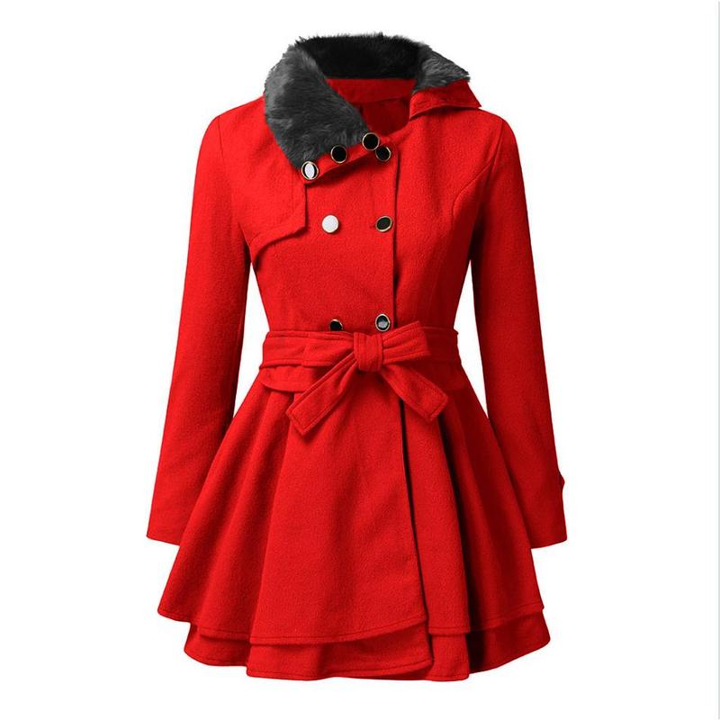 Cross-Border New Arrival European and American Women's Clothing Slim Fit Long Woolen Coat Double Breasted Woolen Overcoat and Trench Coat Women