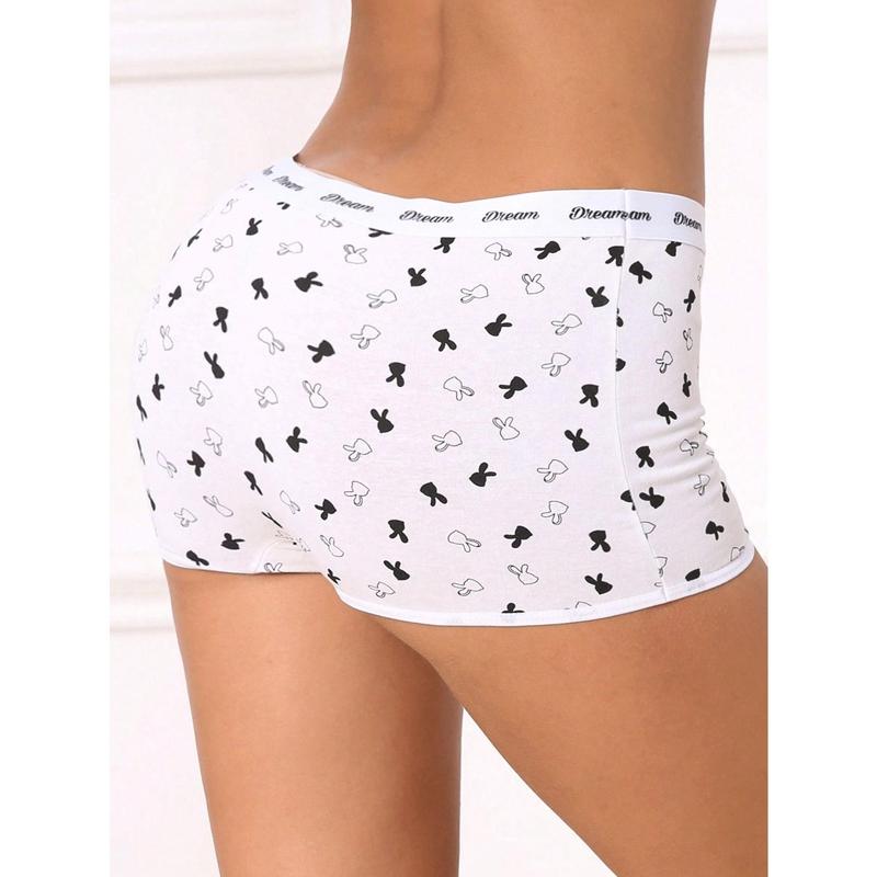 6Pcs Women's Boxer Pants, Women's Boxer Pants Quad Pants Comfortable Soft Skin Friendly Panties Cute Cartoon Panties, Women's Boxer Pants Non-Marking Comfortable Panties