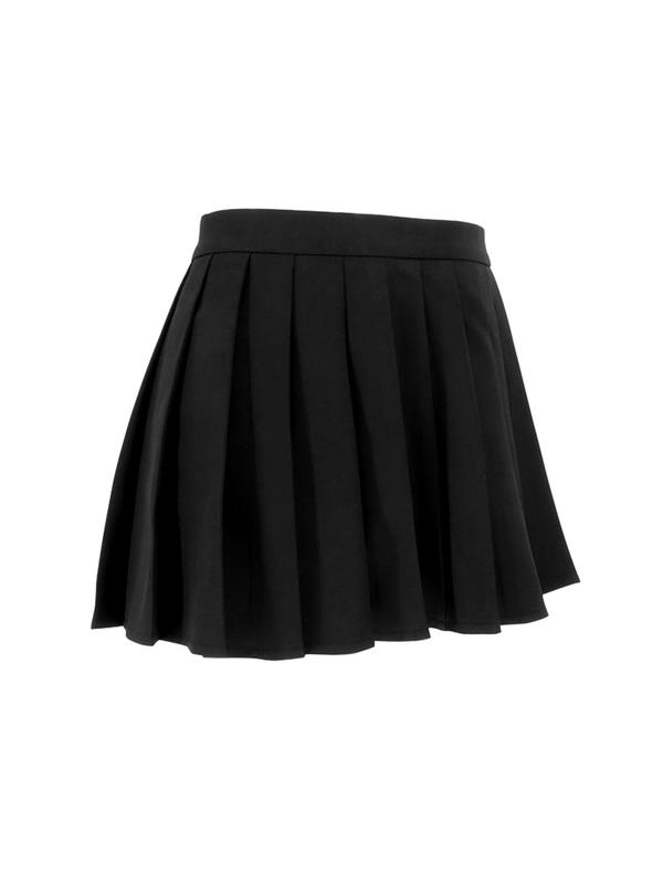 Women's Solid High Waist Pleated Skirt, Fashion Casual Mini Skirt for Daily Outdoor Wear, Ladies Bottoms for Summer