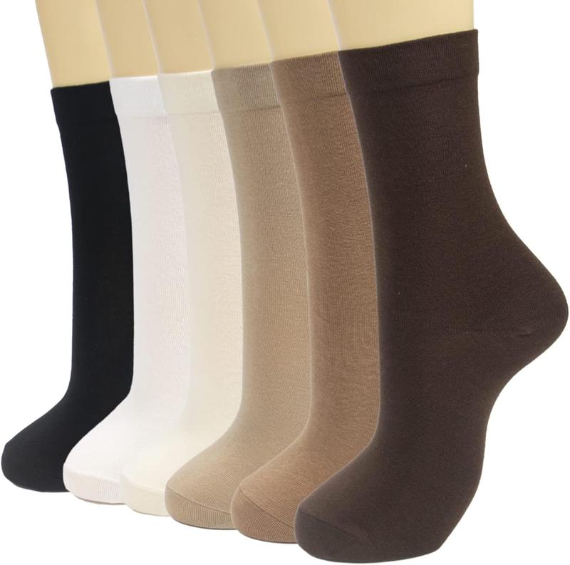 6 Pairs of Comfortable Casual Athletic Cotton Socks for Women, Aesthetic Solid Color Stretch Socks for Girls and Students