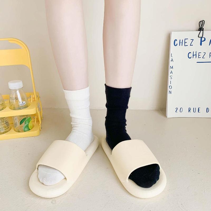 6 Pairs of Comfortable Casual Athletic Cotton Socks for Women, Aesthetic Solid Color Stretch Socks for Girls and Students