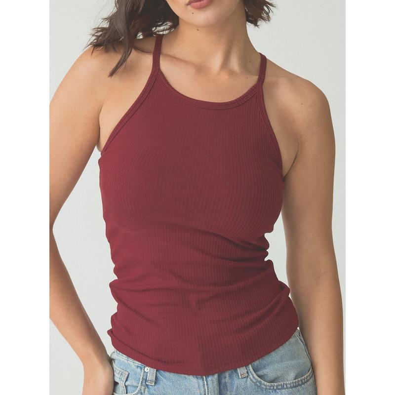 Ribbed High Neck Brami - Womenswear Top