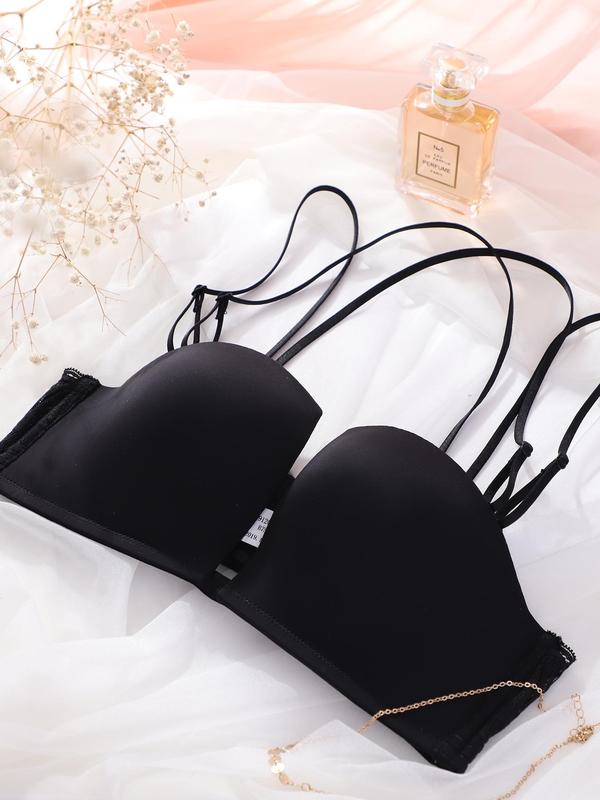 Women's Criss Cross Push Up Bra, Adjustable Strap Wireless Bra, Soft Comfortable Breathable Lingerie for Daily Wear