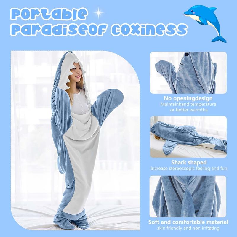 Shark Blanket Hoodie Onesie Adult & Kid, Wearable Shark Blanket, Shark Sleeping Bag, Soft Cozy Shark Onesie Costume