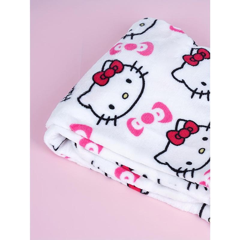 Genuine Sanrio Flannel Pajamas Cute Sanrio Hello Kitty Lady Casual Homewear Pants Warm White Plush Cartoon Animation Autumn Fashion Gift