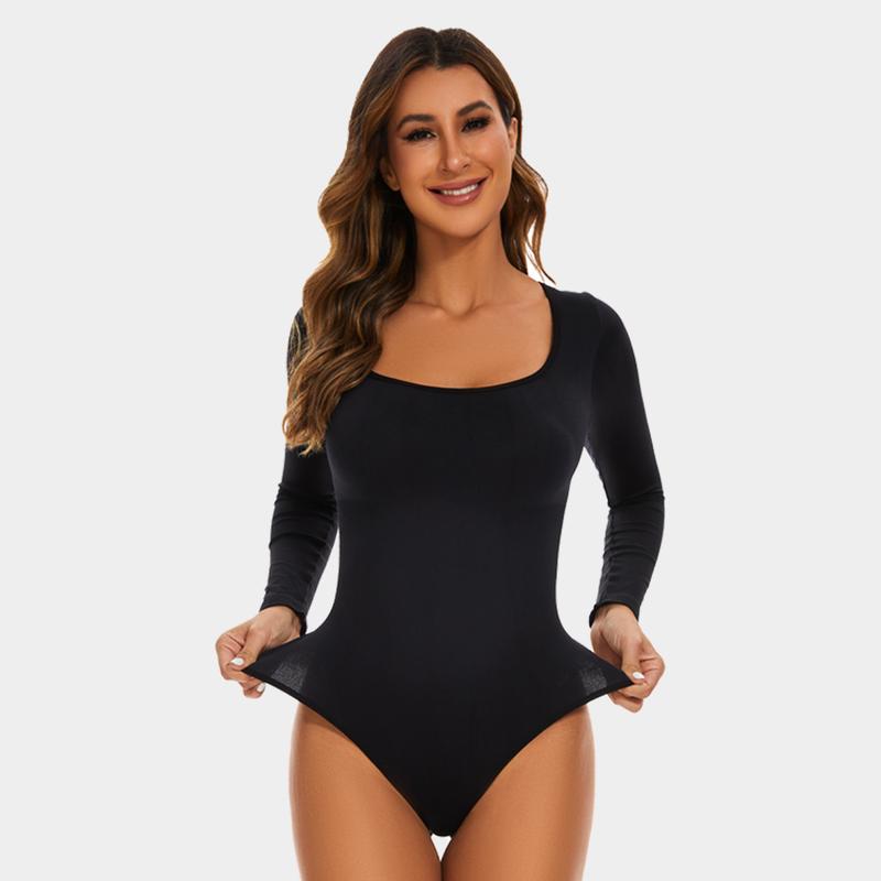 GQF Long Sleeve Bodysuits for Women Square Neck Bodysuit 675 [comfort shaping sculpting confidence-boosting belly-control bodysuit and shapewear]