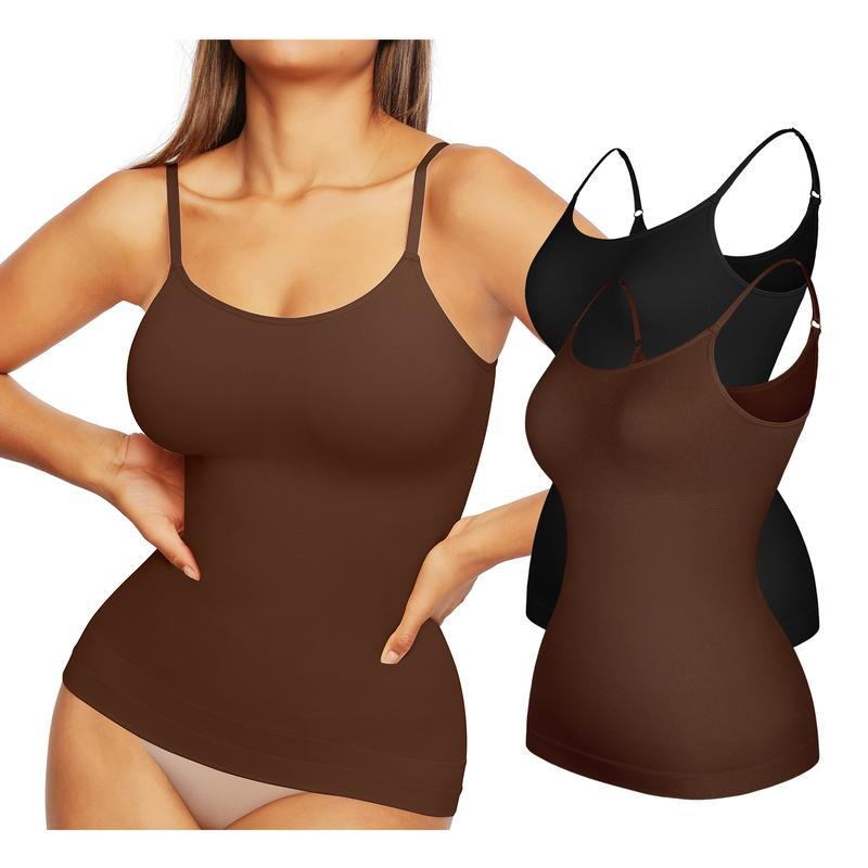 FeelinGirl Pack of 2 Shapewear Tank Tops for Women Tummy Control  Seamless Compression Cami Shaper Comfort Womenswear Fabric