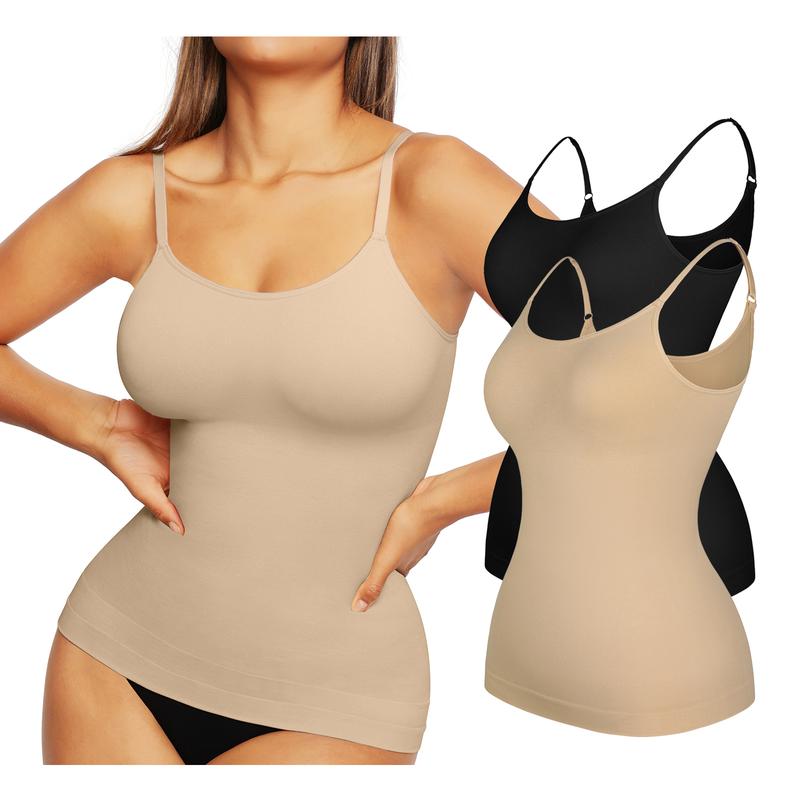 FeelinGirl Pack of 2 Shapewear Tank Tops for Women Tummy Control  Seamless Compression Cami Shaper Comfort Womenswear Fabric