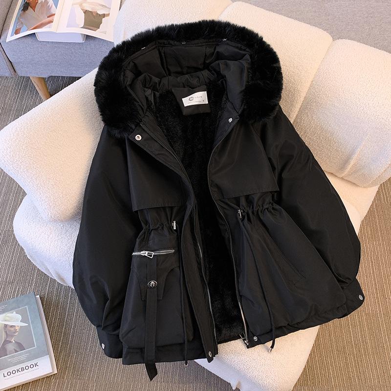 2024  Down Cotton Dress Women's ShorLarge Fur Collar Style Overcoming Slim WaistFashion Casual Coat Womenswear Jackets Tops Long Sleeve Outerwear Gowns waterproof winter slim waistfashion Comfort Longsleeves