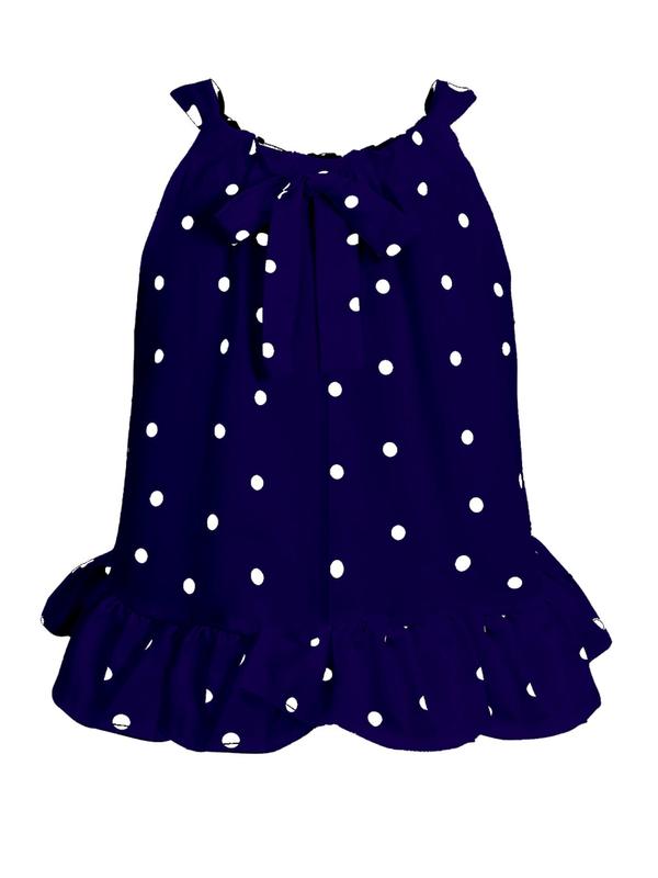 Plus Size Polka Dot Print Bow Back Ruffle Hem Halter Neck Top, Casual Fashion Sleeveless Top for Summer, Women's Plus Size Clothing for Daily Wear