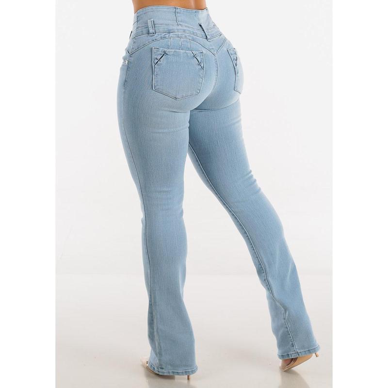 MX JEANS Butt Lifting Mid Rise Light Blue Bootcut Jeans