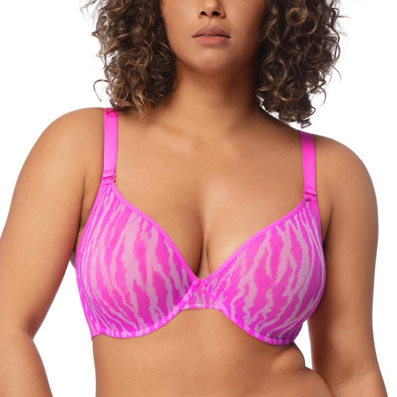 Zebra Wild Unlined Plus Size Breathable Soft Mesh No Padding Underwire Women Bra Womenswear Comfort