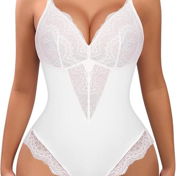 FeelinGirl Valentine's Day Sexy Low-back Ultra-versatile Lace Bodysuit tts Short Comfort Womenswear