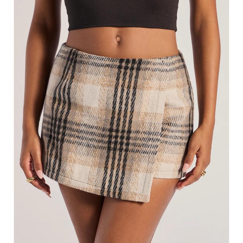 Classic Charm Plaid Wrap Skort