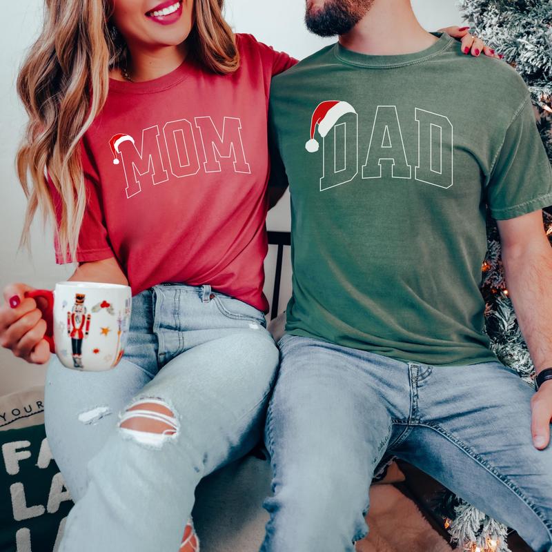 Matching Mom and Dad Christmas Shirts, New Mom and Dad Christmas Shirt, Christmas Pregnancy Announcement T Shirt, Family Matching Xmas Shirt