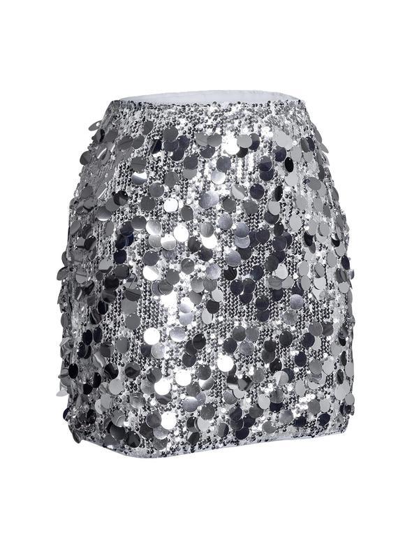 Women's Glitter Sequin Short Skirt, Fashionable Party Skirt For Dating Club, Ladies Bottoms For All Seasons