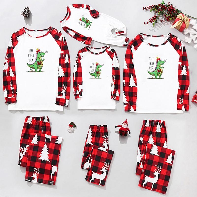 Matching Christmas Pajamas For Family Cute Christmas Snowman Tops and Plaid Trousers Home Clothes Set