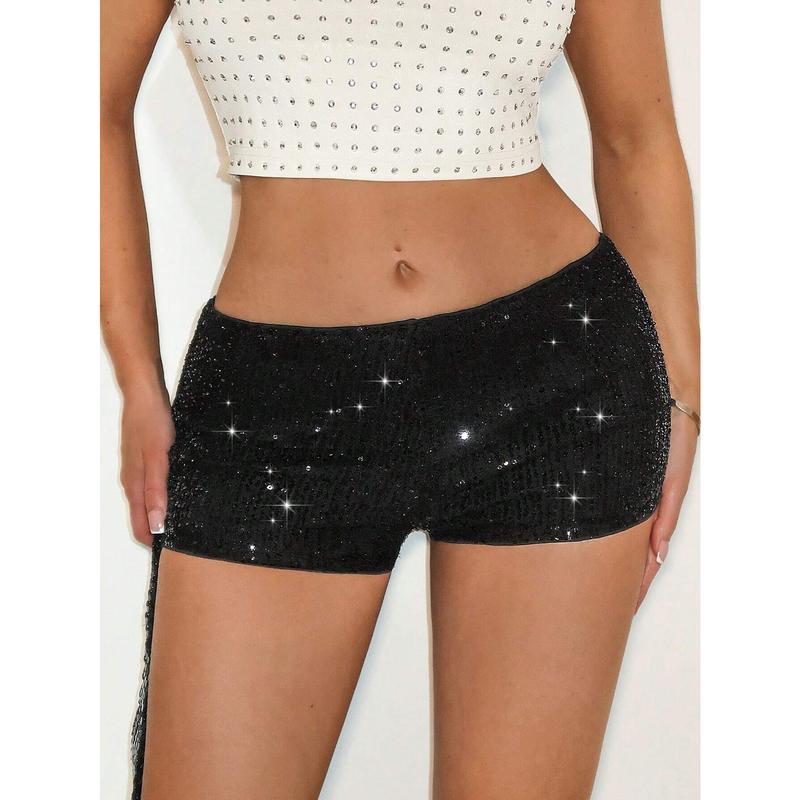 Women's Black Sequin Shorts, Shiny Beaded Mini Shorts, Summer Hot Pants For Festival, Concerts, Club Wear, Streetwear vodi shorts ksubi  shorts leopard shiny shorts