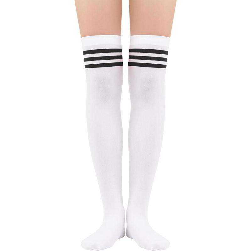 Thigh High Socks 3 Pairs High Socks Over the  for Women Triple Stripe Thigh High Stockings  High Socks