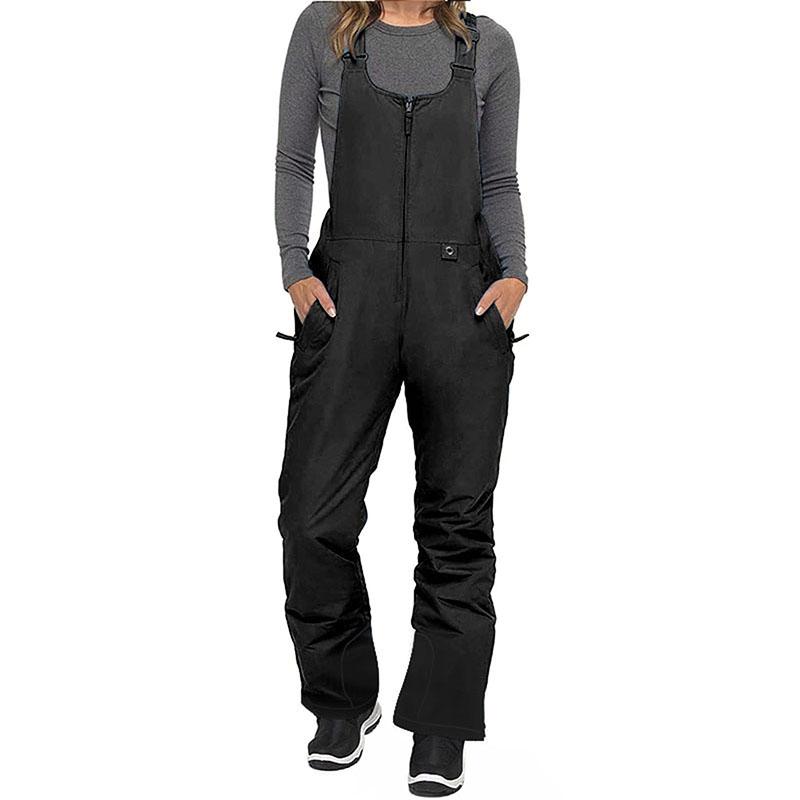 Women's Sleeveless Ski Overalls, Adjustable Shoulder Strap Jumpsuit, Side Pocket Long  Clothes