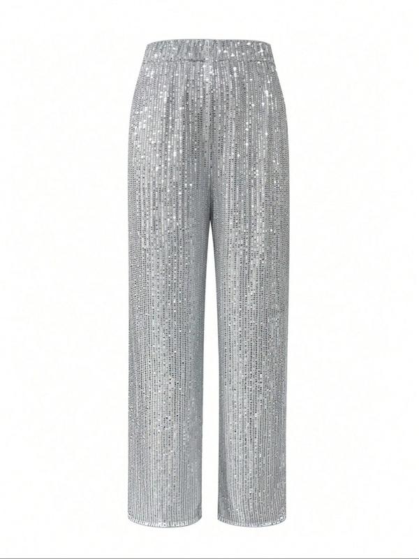 Women's Glitter Sequin Jogger Pants, Casual Comfy Trousers for Daily Wear, Ladies Bottoms for Fall & Winter