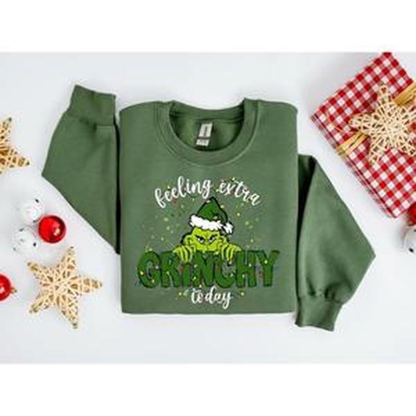 Feeling Extra Green Today Sweatshirt, Cute Grincmas Sweater, Funny Christmas Shirt, Family Matching Shirt, Christmas Gift, For Men, For Women, Full Size