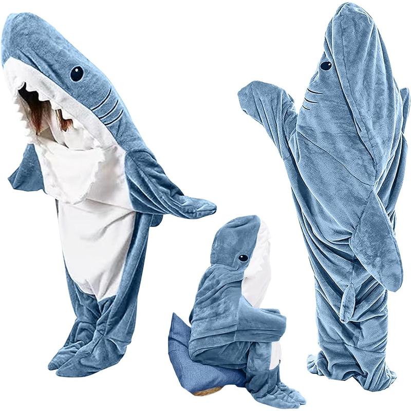 Shark Blanket Hoodie Onesie Adult & Kid, Wearable Shark Blanket, Shark Sleeping Bag, Soft Cozy Shark Onesie Costume Womenswear Clothing