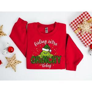 Feeling Extra Green Today Sweatshirt, Cute Grincmas Sweater, Funny Christmas Shirt, Family Matching Shirt, Christmas Gift, For Men, For Women, Full Size