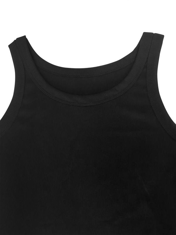 Women's Plain Round Neck Tank Top, Minimalist Simple Casual Sleeveless Top for Summer, Ladies Clothes for Daily Wear