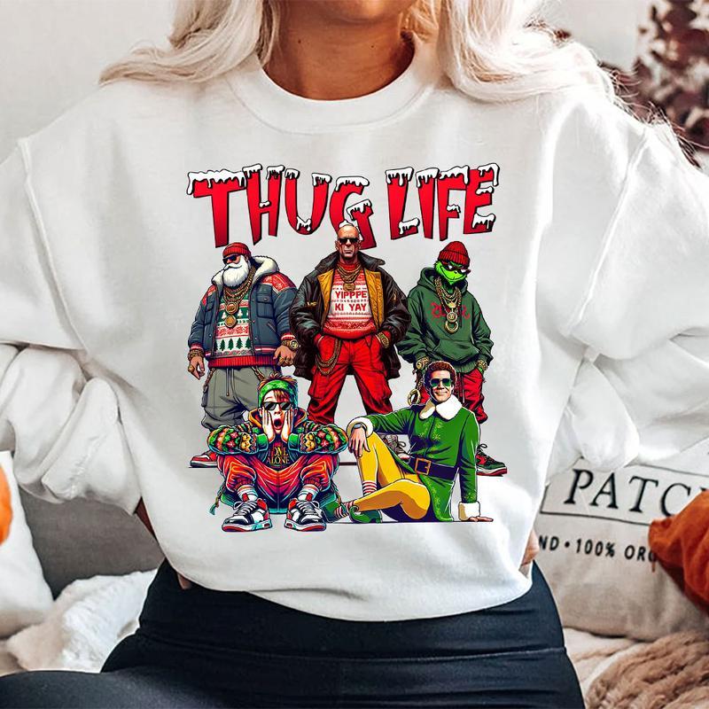 Graphic THUGLIFE Christmas Shirt, Christmas Movies Sweatshirt, Xmas Graphic Tee, Cute Christmas Gift Family Shirt