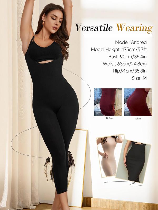 Women's Open Bust Adjustable Strap Shapewear Jumpsuit, Basic Tummy Control Hip Lifter Shaper, Thigh Slimmer Full Shaper, Ladies Shapewear for All Seasons