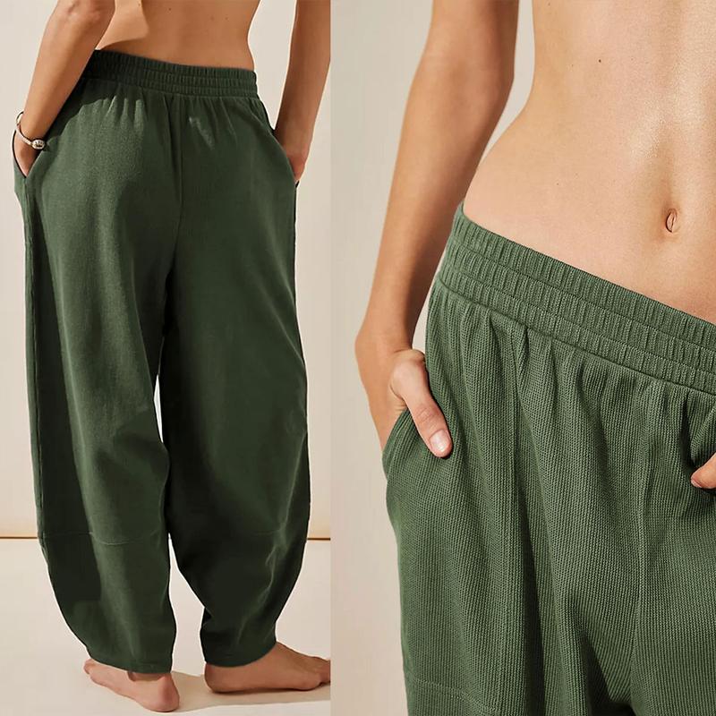 Yeokou Womens Baggy Wide Leg Pants Casual Elastic Waisted Palazzo Harem Pants with Pockets