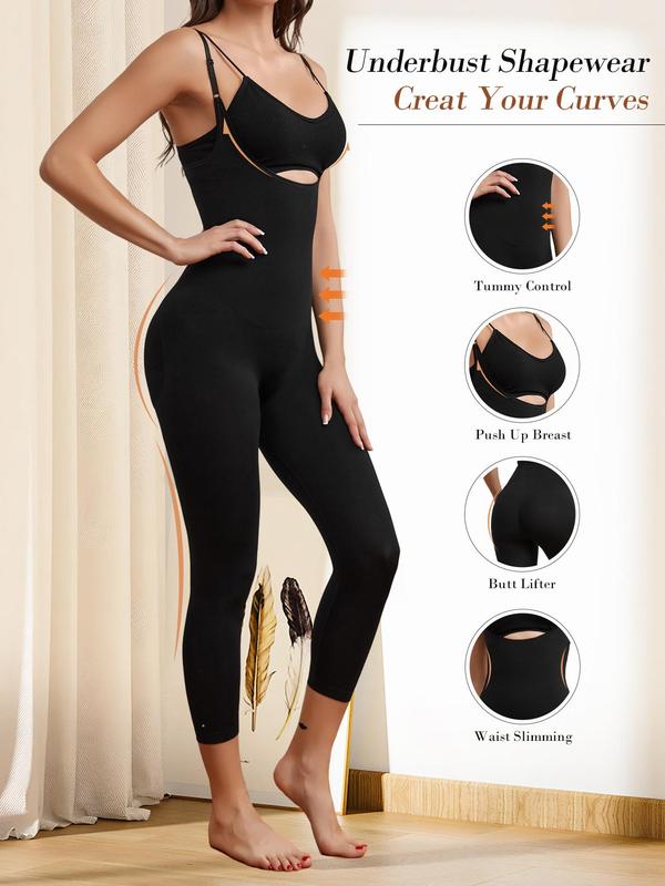 Women's Open Bust Adjustable Strap Shapewear Jumpsuit, Basic Tummy Control Hip Lifter Shaper, Thigh Slimmer Full Shaper, Ladies Shapewear for All Seasons