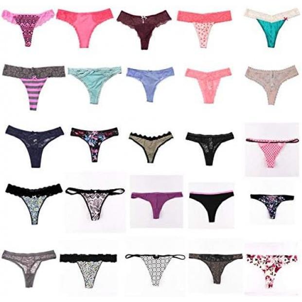 Thongs For Women,Variety Of T-Backs 10 Pack Sexy Underwear G-Strings Lacy Undies Panties Tanga