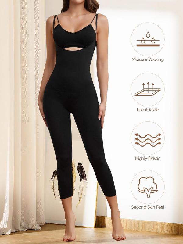 Women's Open Bust Adjustable Strap Shapewear Jumpsuit, Basic Tummy Control Hip Lifter Shaper, Thigh Slimmer Full Shaper, Ladies Shapewear for All Seasons