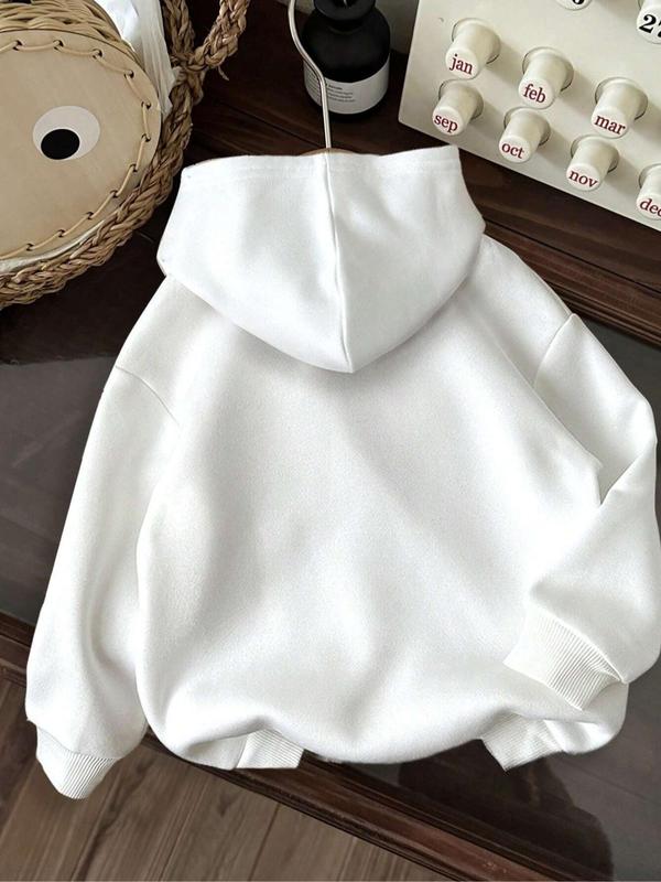 Women's Letter Print Drop Shoulder Hoodie, Fashion Casual Drawstring Kangaroo Pocket Hooded Sweatshirt for Daily Holiday Outdoor Wear, Women Clothing for Winter