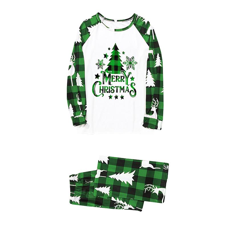 Matching Christmas Pajamas For Family, Long Sleeve Round Neck Tree Print Tops+ Trousers Suit  Infants Romper