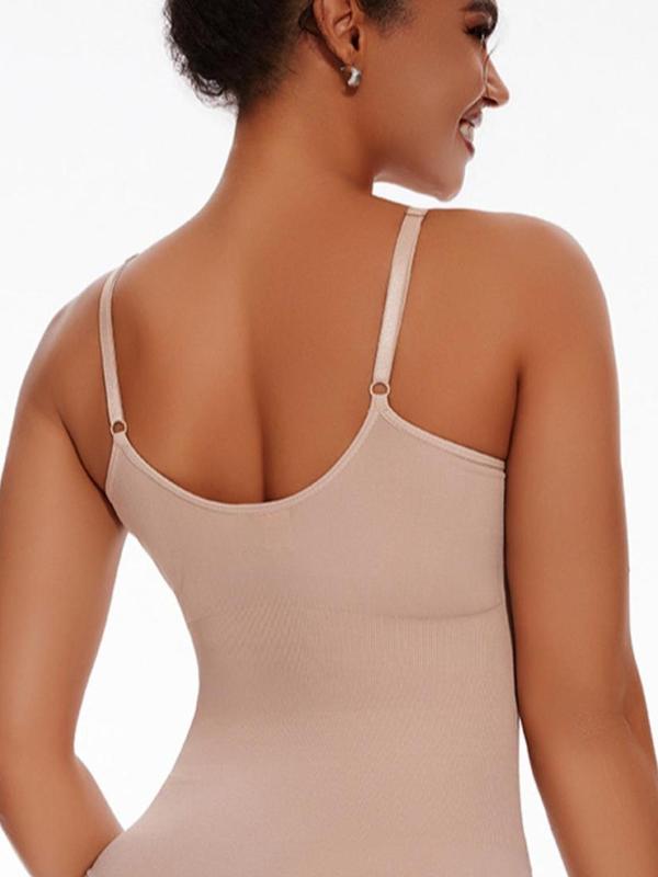 Women's Solid Adjustable Strap Shapewear Bodysuit, High Stretch Tummy Control Shaper, Ladies Shapewear for All Seasons