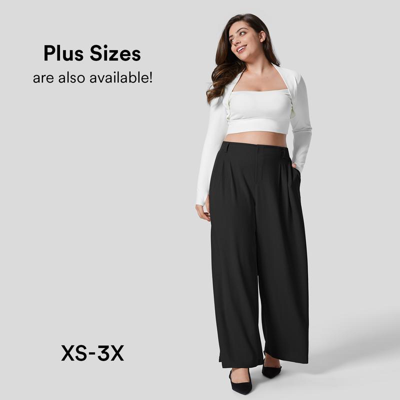 Halara Flex High Waisted Plicated Side Pocket Wide Leg Waffle Work Pants