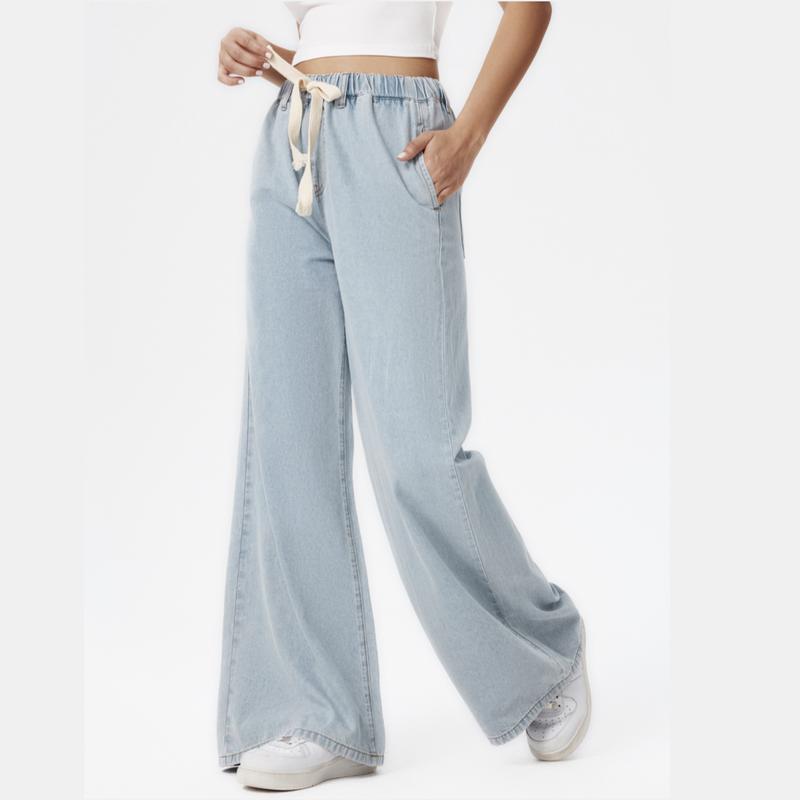 Cider [10 colors, Size 0-26] Denim Tie Front Wide Leg Pants