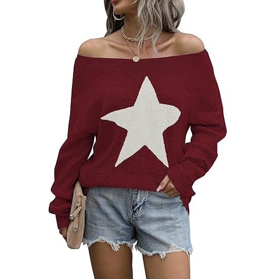 Blooming Jelly Women's Off The Shoulder Sweaters Cute Fall Tunic Tops Knitted Pullover Sweater